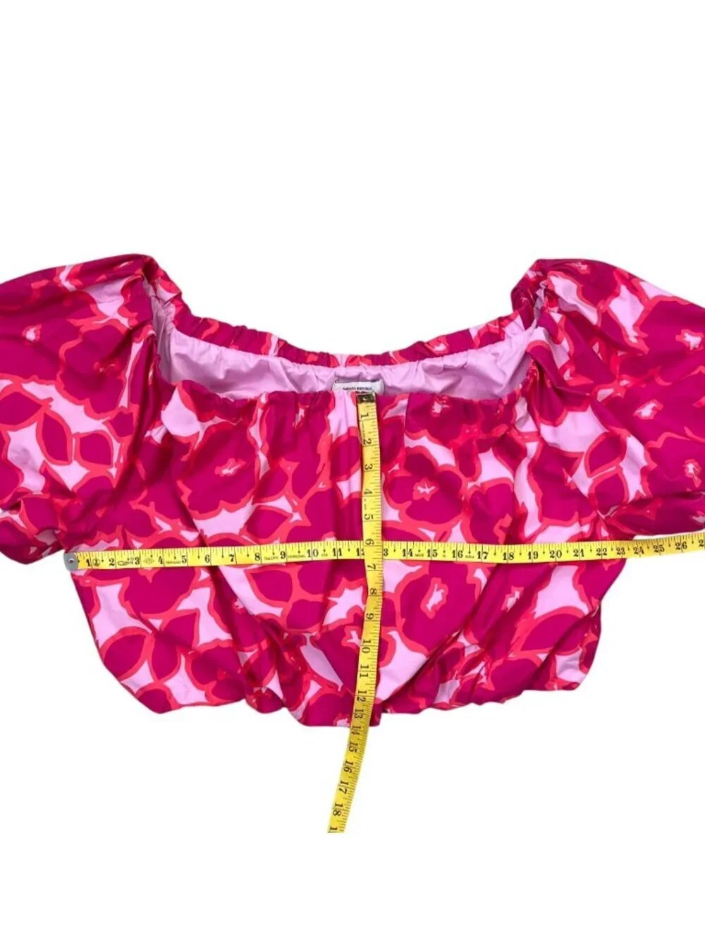 Banana Republic Pink Floral Bubble Sleeve Crop Top XXL NWT